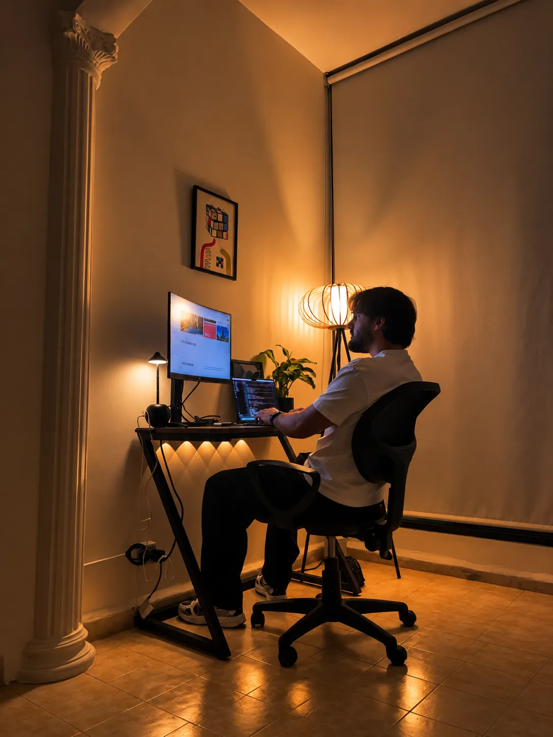 Abbas Taha at his desk