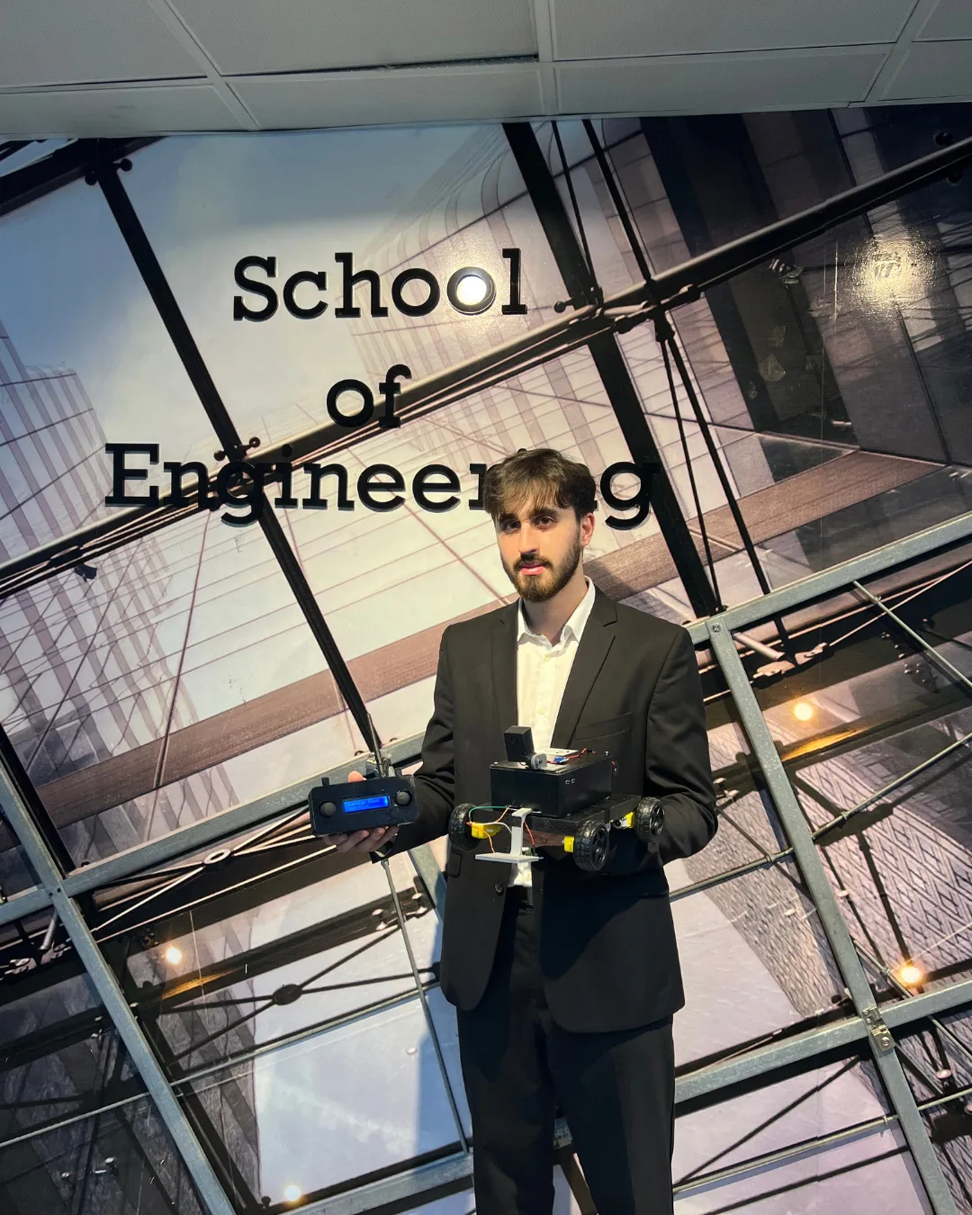 Abbas presenting his senior project at the School of Engineering
